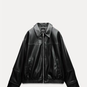 Zara Black Leather-Style Jacket